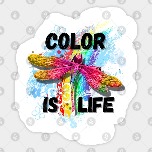 Color is Life Rainbow Dragonfly Sticker by Bellinna